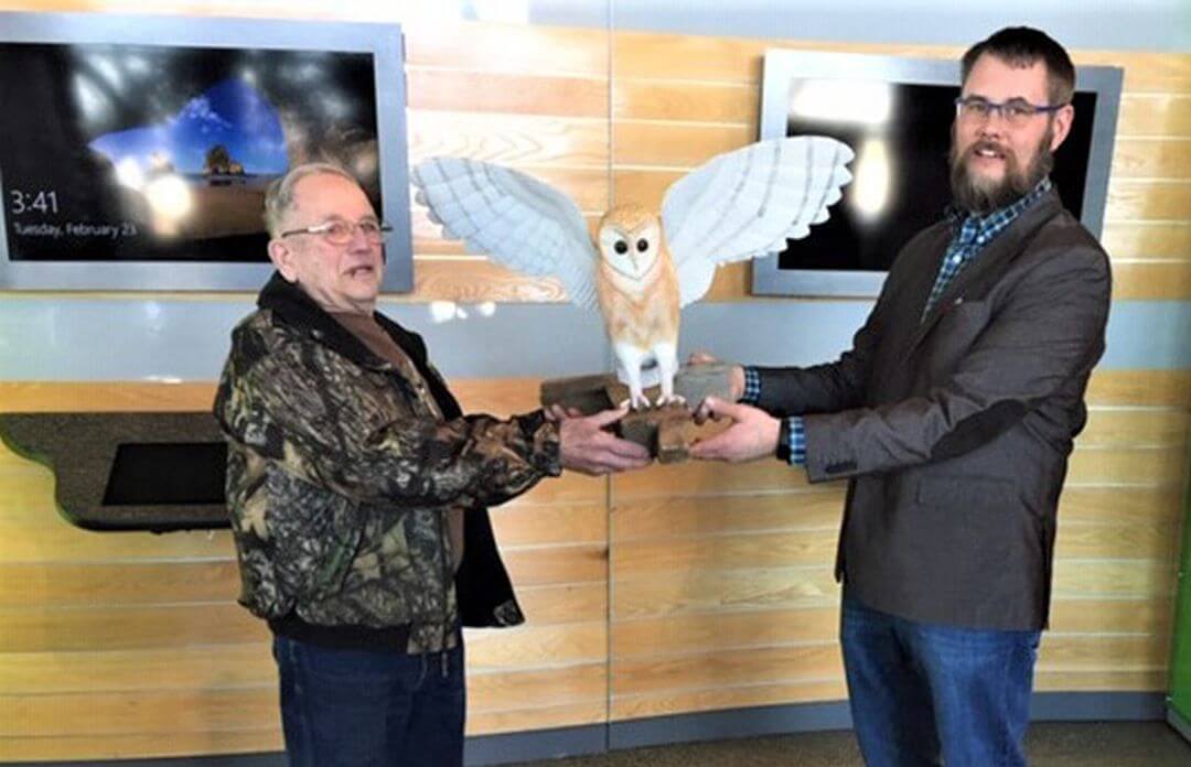 Lifelike Barn Owl Carving Donated to IQhub